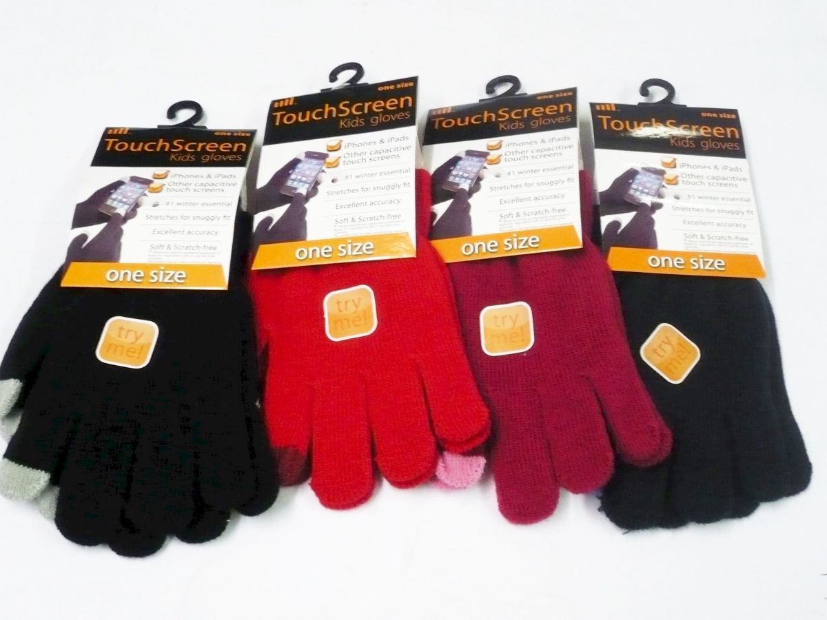 Childs magic touch screen gloves (one-size) - 4/cols.