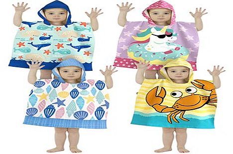 Childs microfibre hood beach robe (50x100cm) 1.5-3yrs. - 4asstd.USE CW578