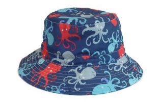 Childs cotton hat.
(blue octopus/white crab)