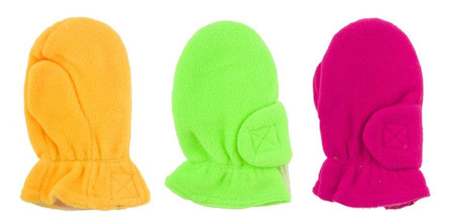 Babies micro fleece mitts - 6/cols.REDUCED FROM 68P