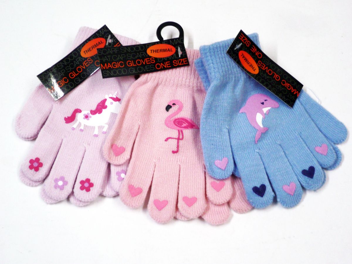 Childs magic gloves with rubber motif - 3asstd.