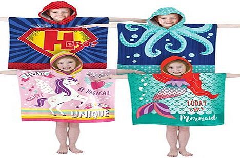Childs microfibre hooded poncho (60x120cm) +3yrs. - 4asstd. Childs microfibre hooded poncho (60x120cm) +3yrs. - 4asstd.
