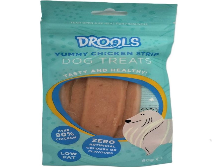 Drools dog treats (60g)
YUMMY CHICKEN STRIP