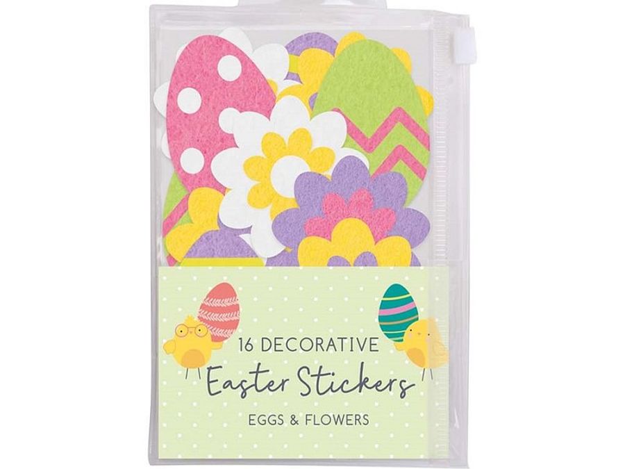 Pack 16, eggs/flowers felt Easter bonnet decorations.