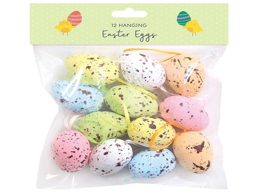 Pack 12, medium hanging Easter eggs.