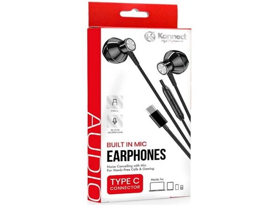 Type C earphones with built in mic.