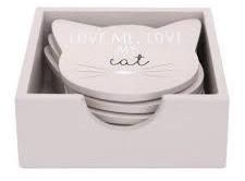 Set 6, wooden cat shaped coasters*