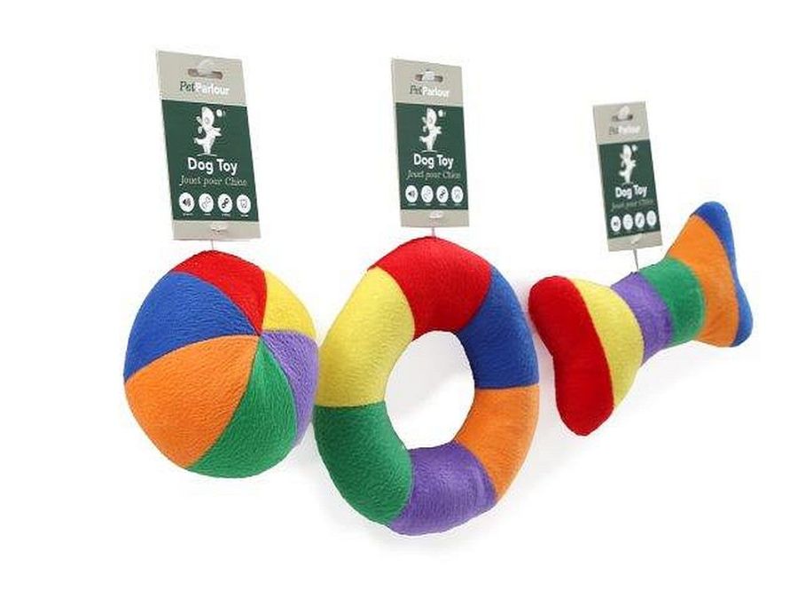 17cm plush rainbow dog toys - 3asstd REDUCED!!
