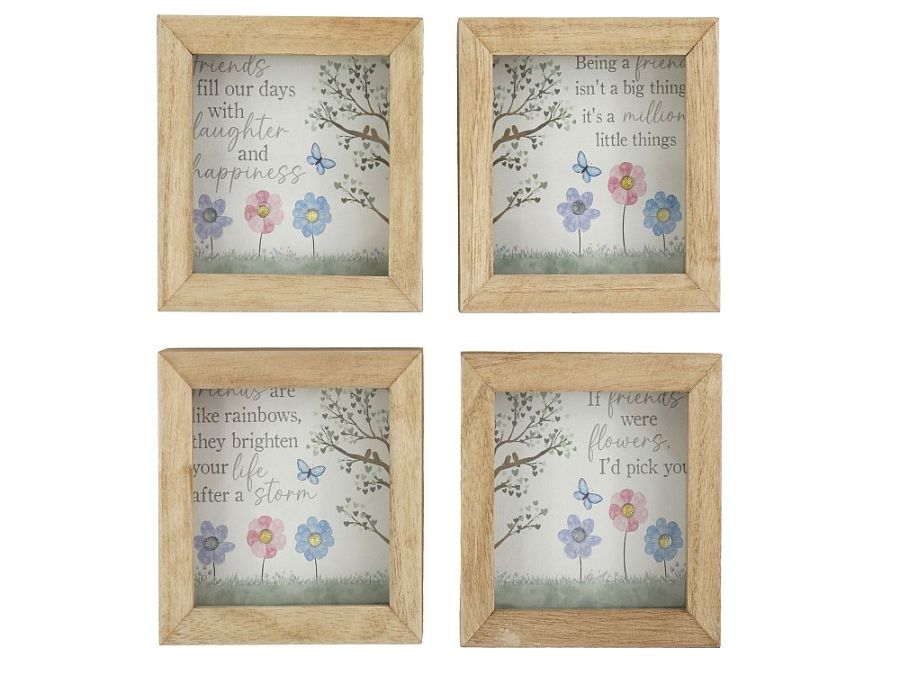 12cm wooden friends flower plaque - 4asstd.