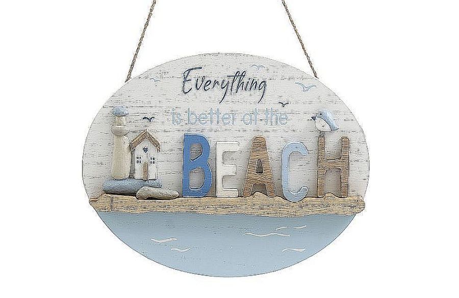 30cm oval wooden beach plaque.