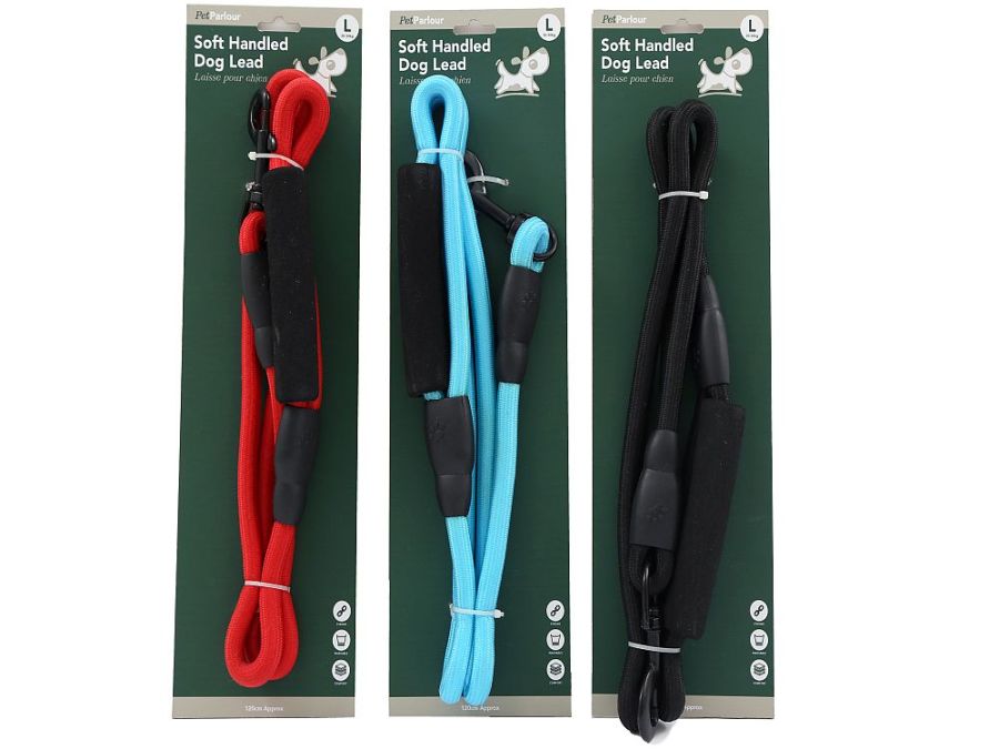 Soft handled dog lead L120cm - 3/cols.