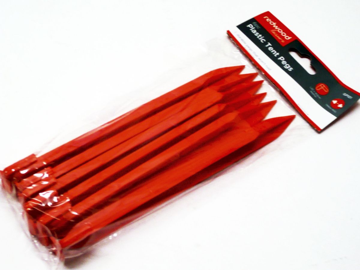 Pack 6, plastic tent pegs*