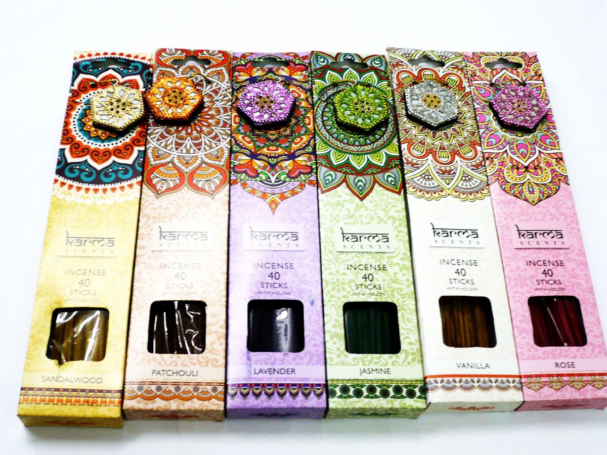 Pkt 40 incense sticks & holder - 6asstd*