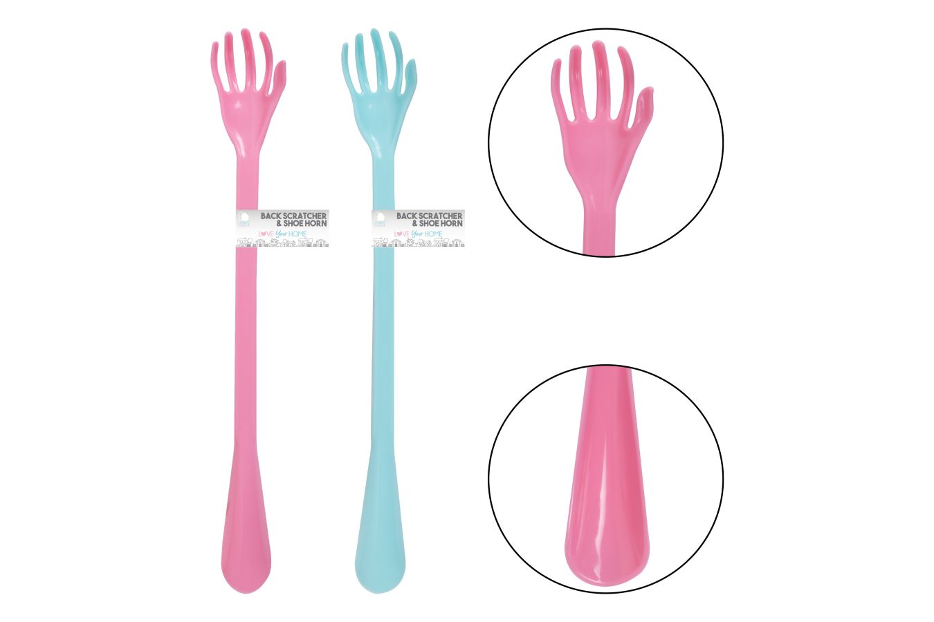 Plastic back scratcher & shoe horn -PINK ONLY!!*