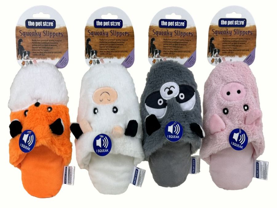 Plush squeaky animal slipper - 4asstd.