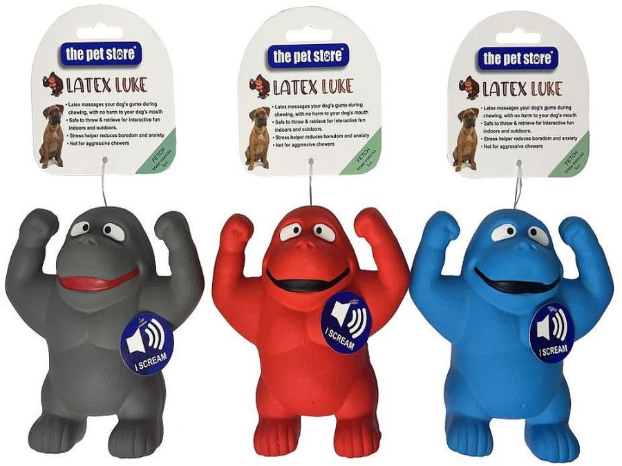 Latex Luke dog toy with squeak - 3/cols.