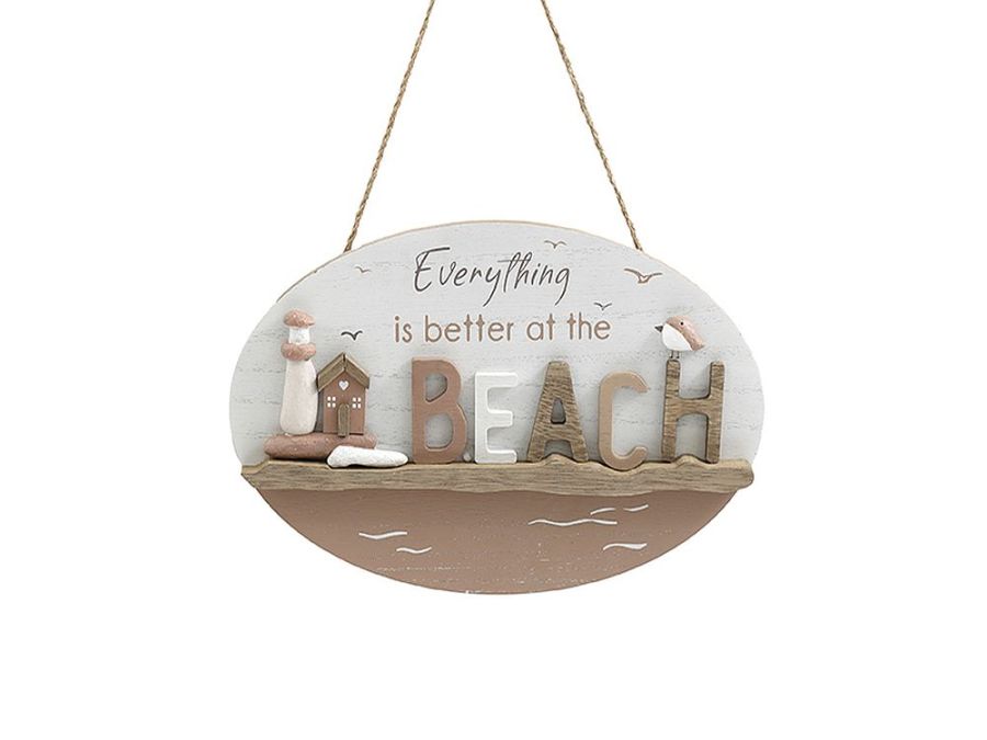 30cm oval wooden beach plaque.