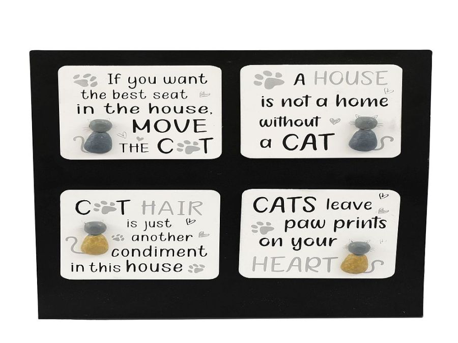 8cm wooden cat magnet - 4asstd.