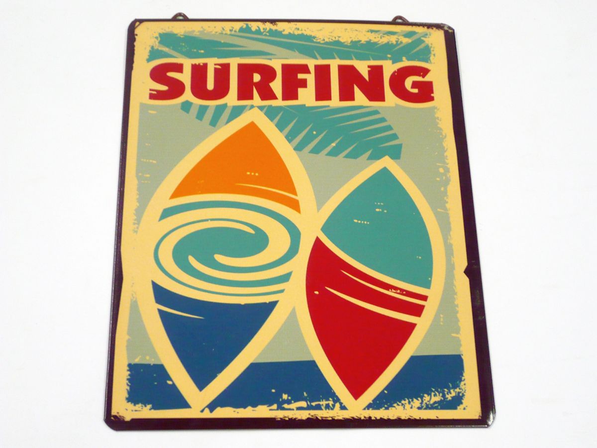 Metal surfing wall plaque (25x20cm)