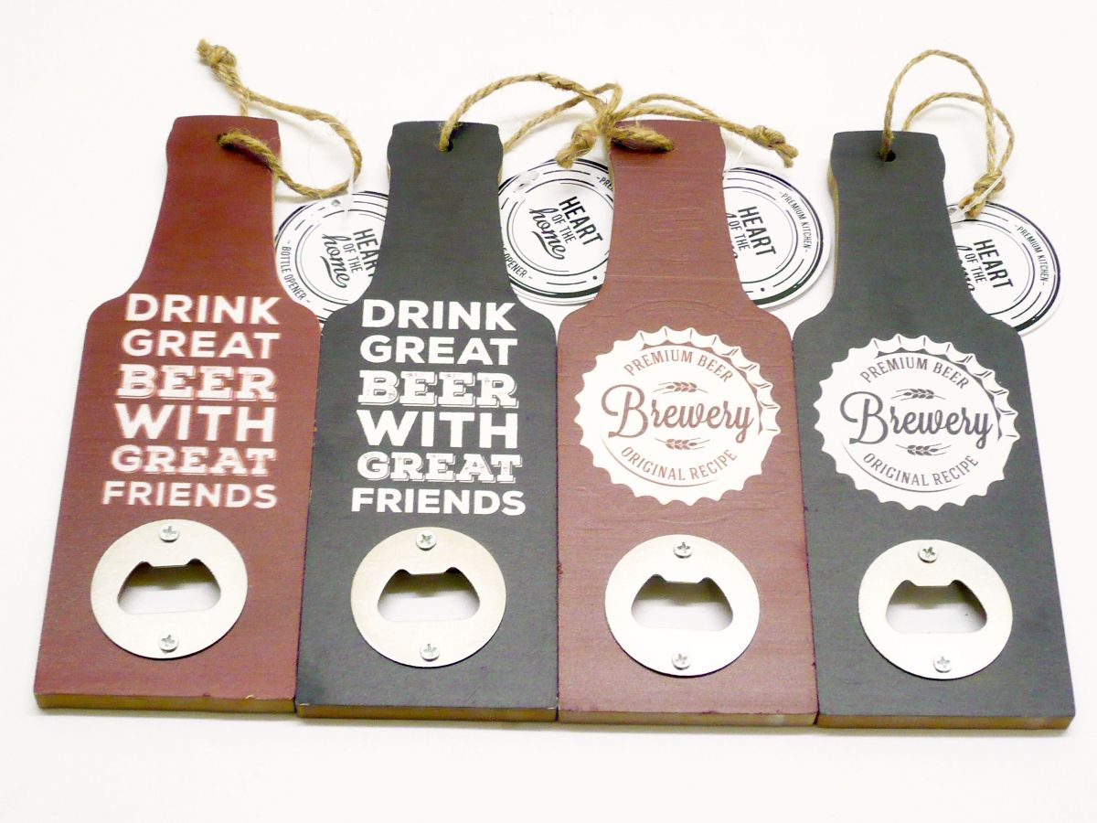 Hanging wooden bottle opener - 4asstd*