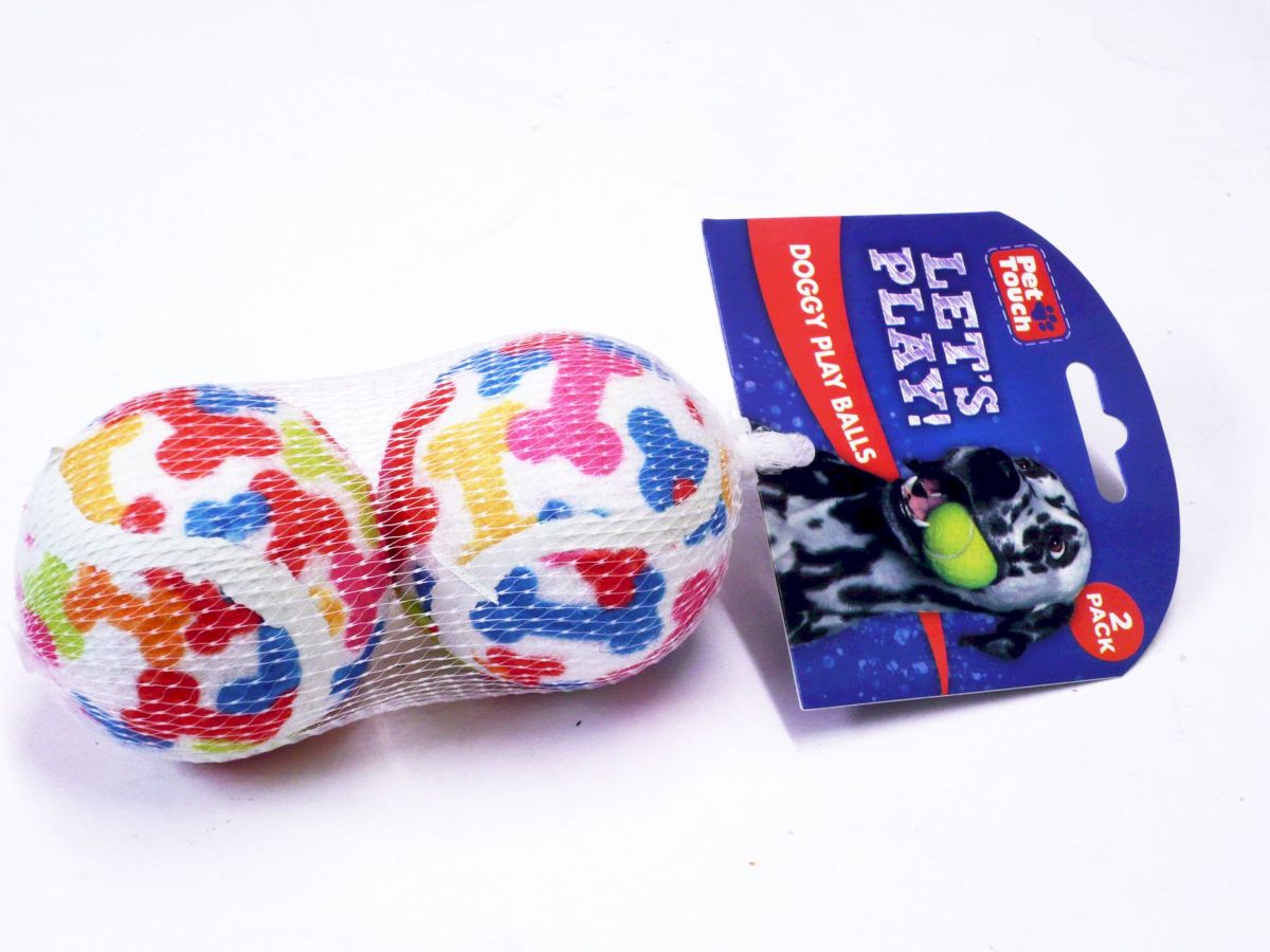 Pack 2, bone printed dog balls*