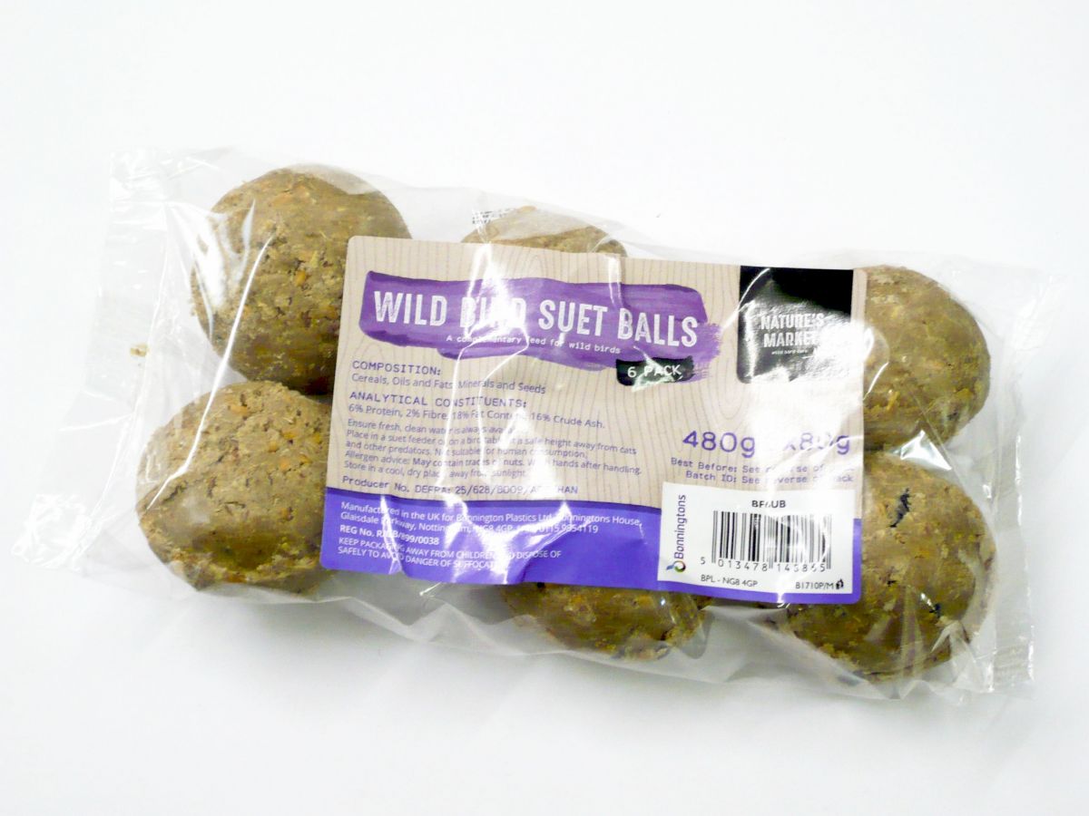 Pkt6, wild bird suet balls (6x 80g)*