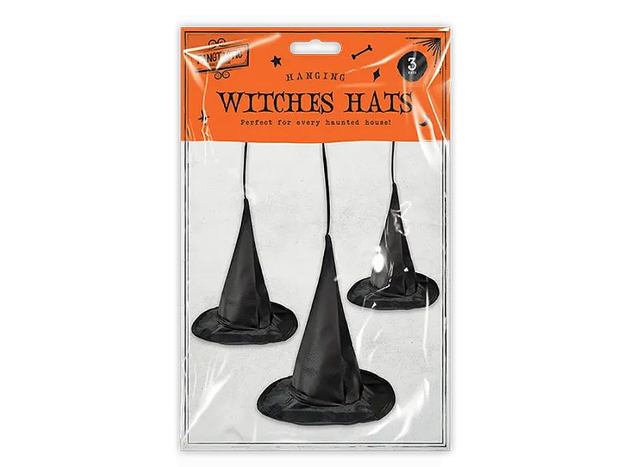 Pack 3, hanging witches hats.
