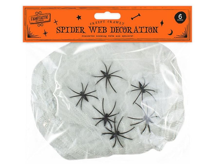 Spider web decoration with 6x spiders.