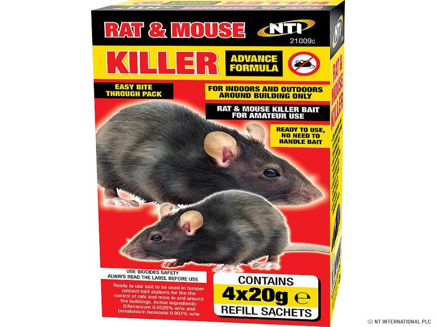 Rat and mouse killer*
(4x 20g sachets)