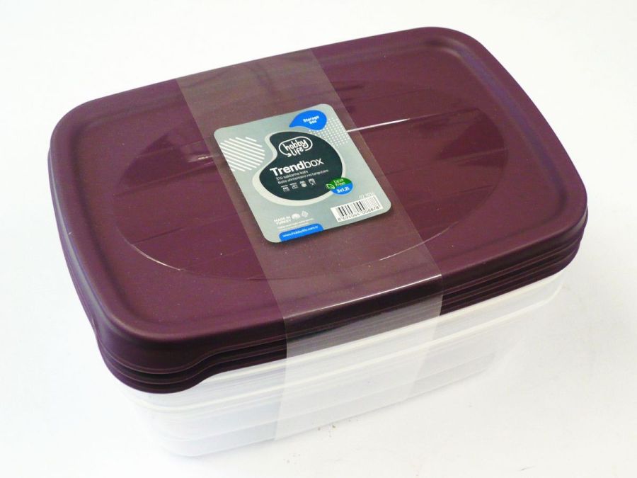 Set 3 1.2ltr rectangle boxes
(14.3x20x10.5cm)*