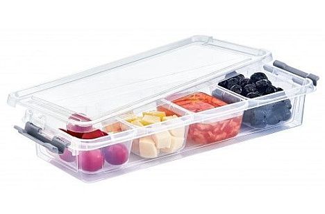 4x compartment flat organiser box 2.5L*  (14x36x6cm)