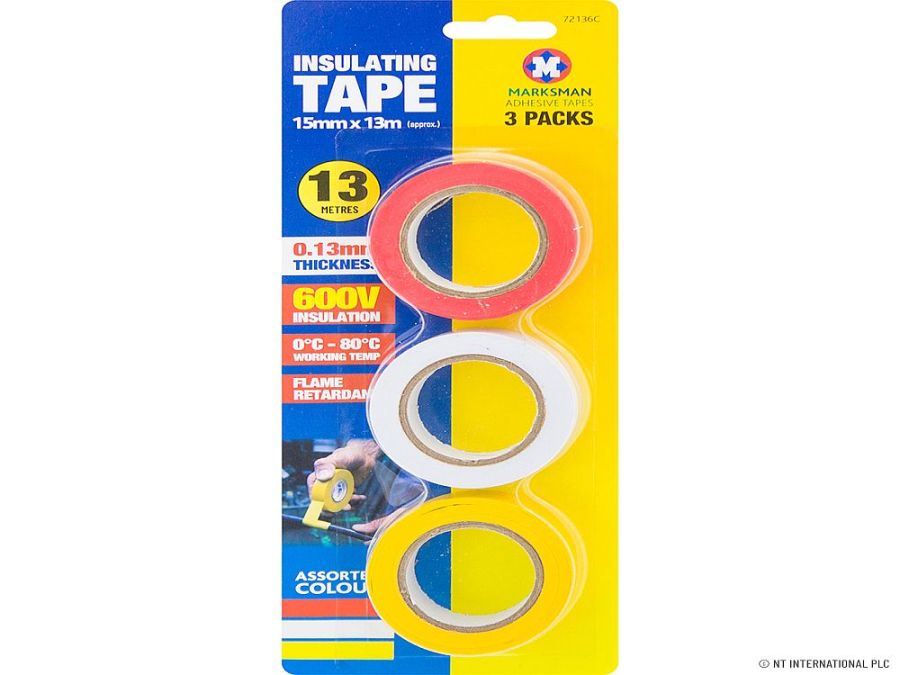 Pack 3, insulating tape*
(15mm x 13m)