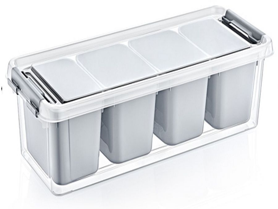 4x compartment storage box, 3.5l (14x36x9cm)*  (USE 02 1066)