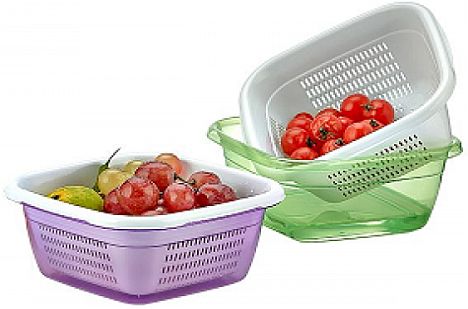 1.3ltr bowl and strainer (17x17x8cm) - 3/cols*