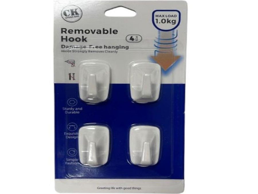 Pack 4. plastic removable hooks*