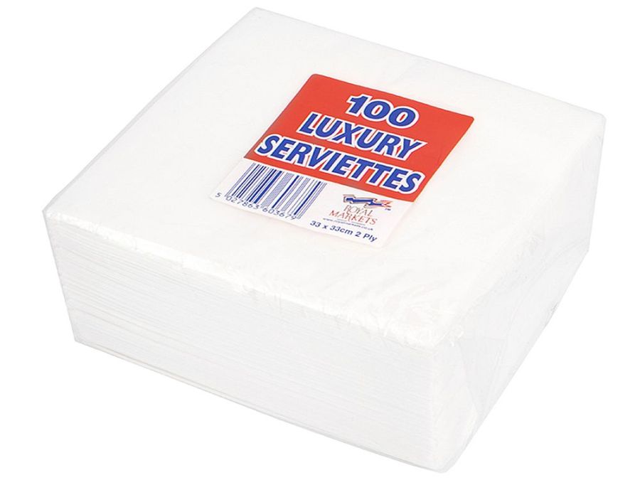 Pack 100, 2ply serviettes*
(33x33cm)
