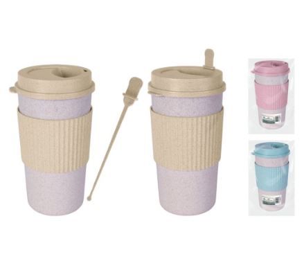 Eco travel mug and stirrer set - 3/cols 4 ONLY IN STOCK!!