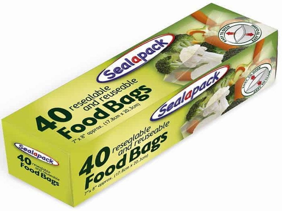 Box 40 resealable food bags  
(17x20cm)