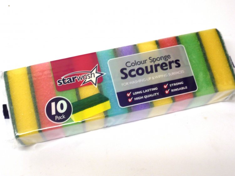 Pkt 10, rainbow sponge scourers.*