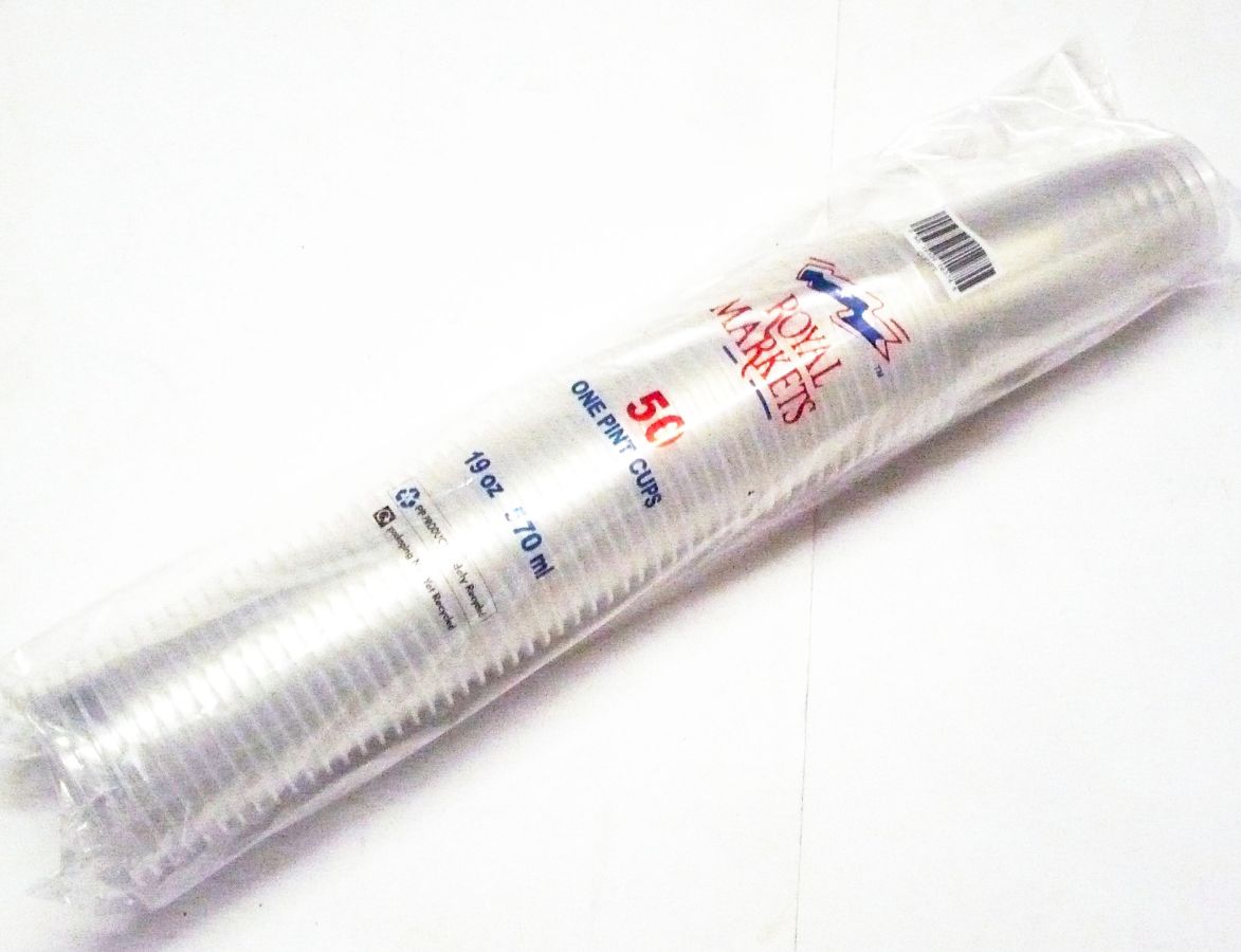 Pack 50, clear plastic 1pint tumblers*