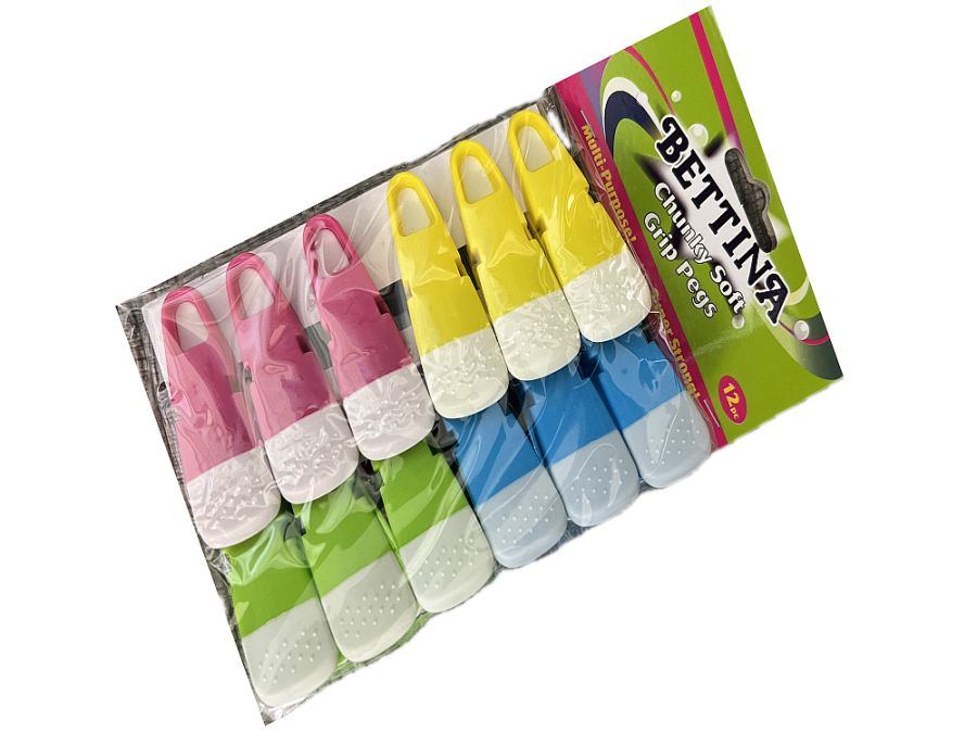 Pack 12, large strong soft grip pegs*
