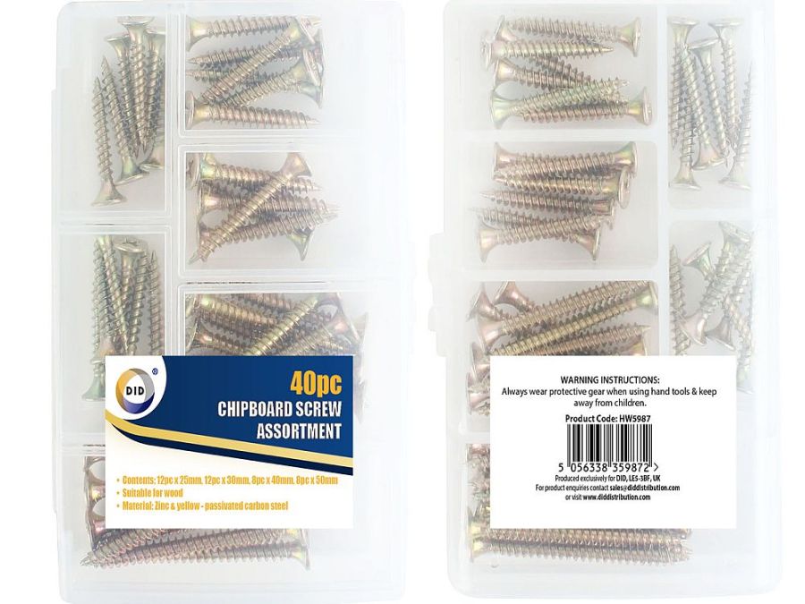 40pc assorted chipboard screws*