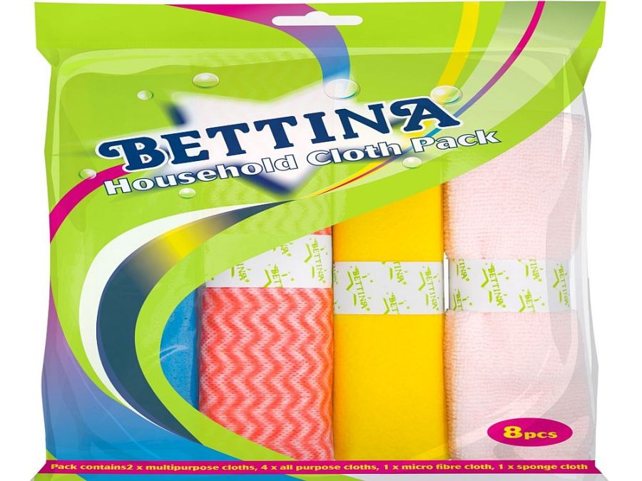 Pack 8, (4x types) household cloths.