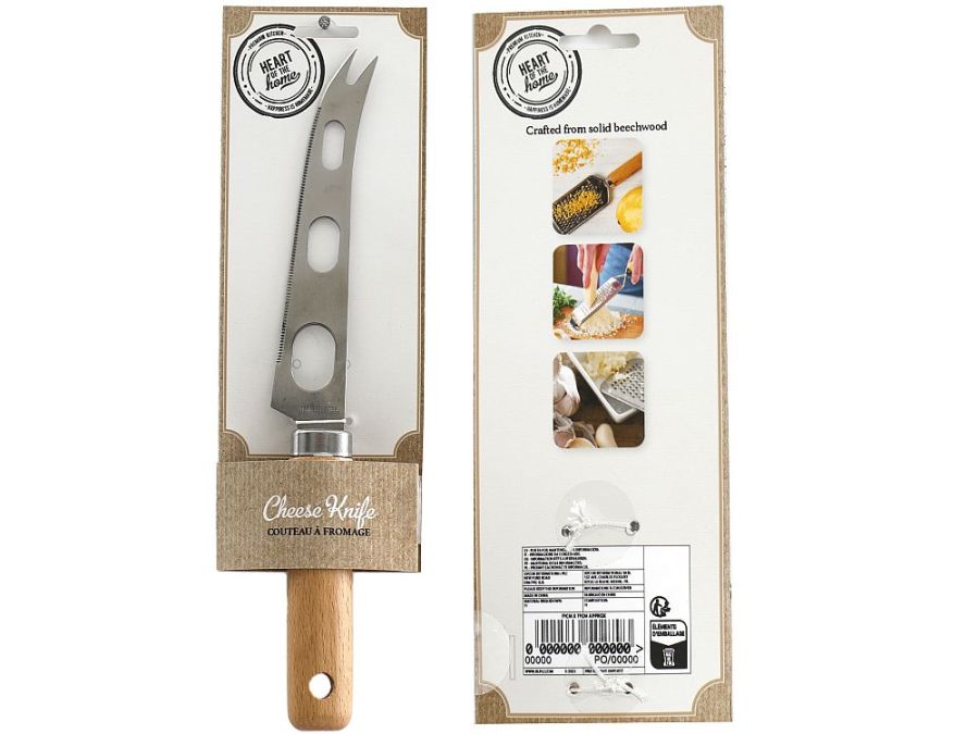 Cheese knife with wood handle.