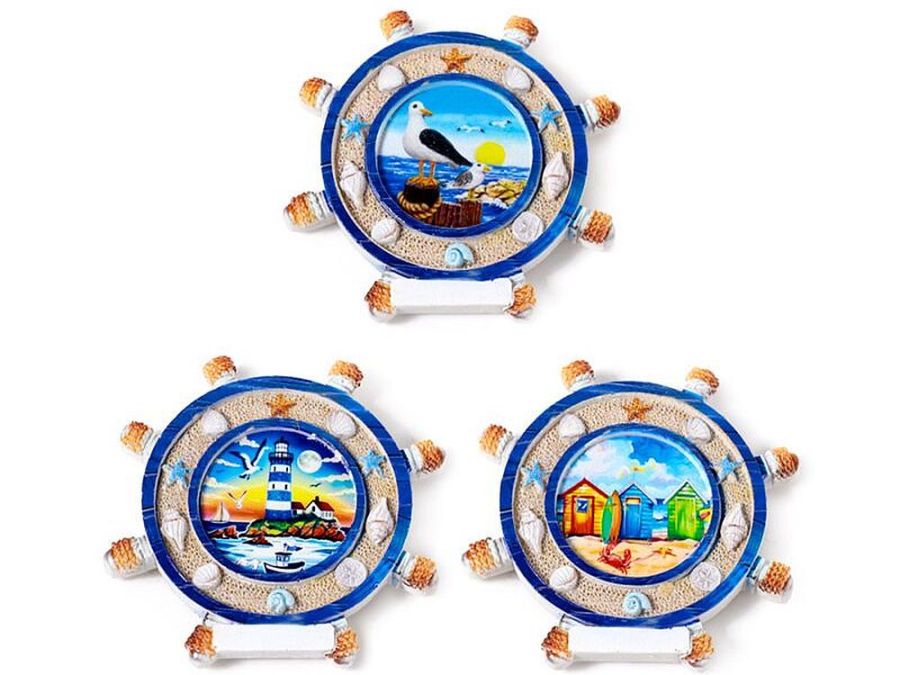 Resin ships wheel shaped magnet - 3asstd.