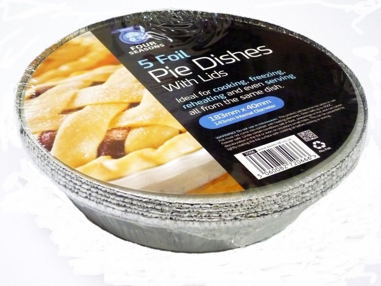 Pkt 5, 7" foil pie dishes with lids*