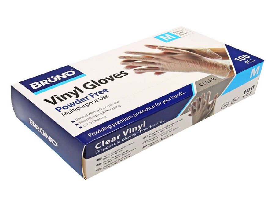 Box 100, CLEAR vinyl gloves (power free)MED/LRG/X-LARGE.