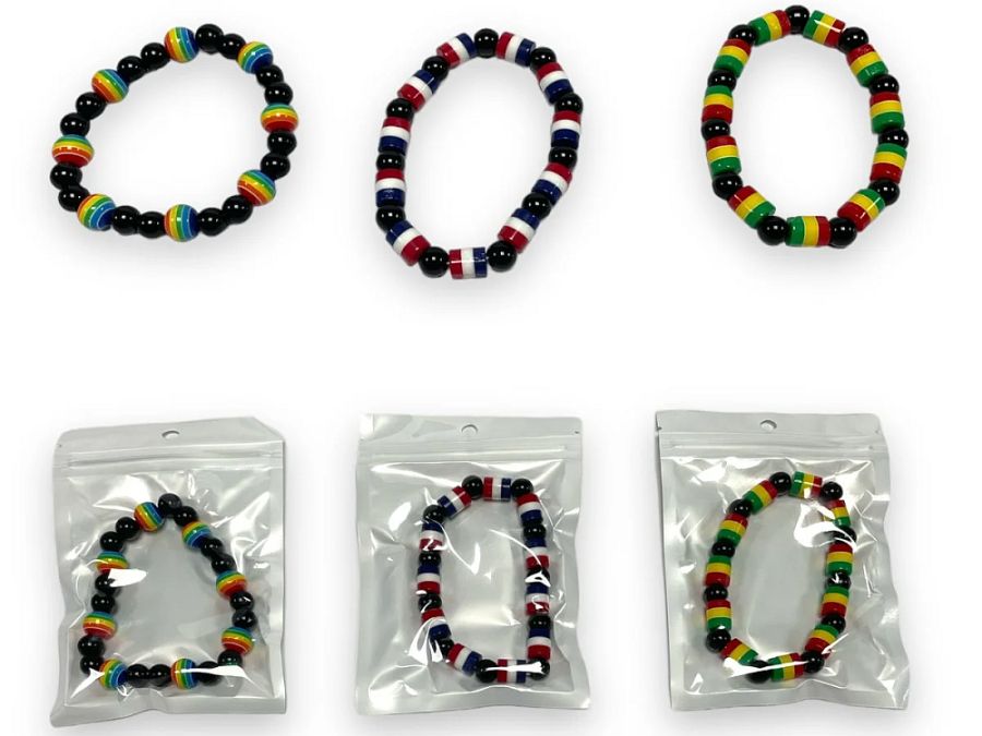 Rainbow bead bracelet - 3asstd.