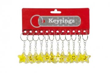 Asstd colours smiling star key ring.