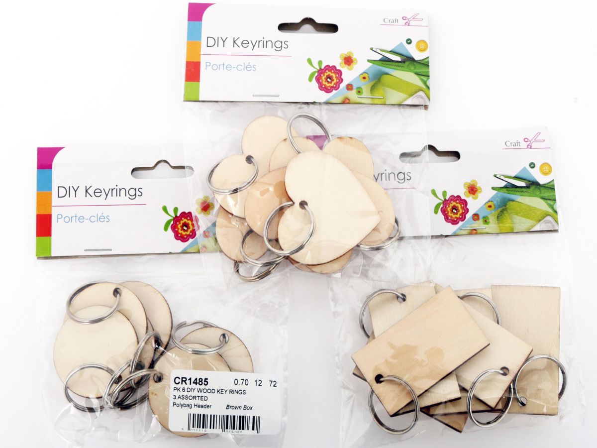 Pkt 6, diy wooden key rings - 3asstd